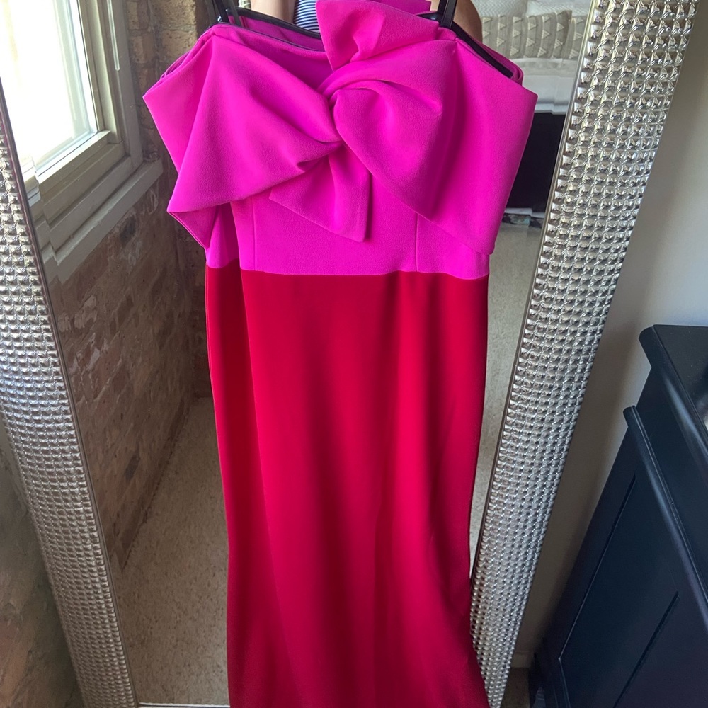 Aqua by Bloomingdales full length colorblock strapless dress